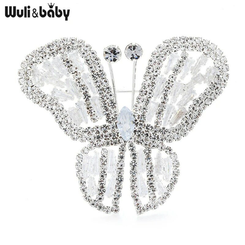 Wuli&baby Cubic Zircon Butterfly Brooches Women Unisex Beauty Butterfly Insect Party Office Brooch Pins Gifts