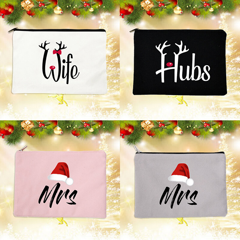 Wife Hubs Print Couple Travel Toiletry Organizer Men Makeup Bags Women Cosmetic Bag Female Storage Make Up Cases Christmas Gifts
