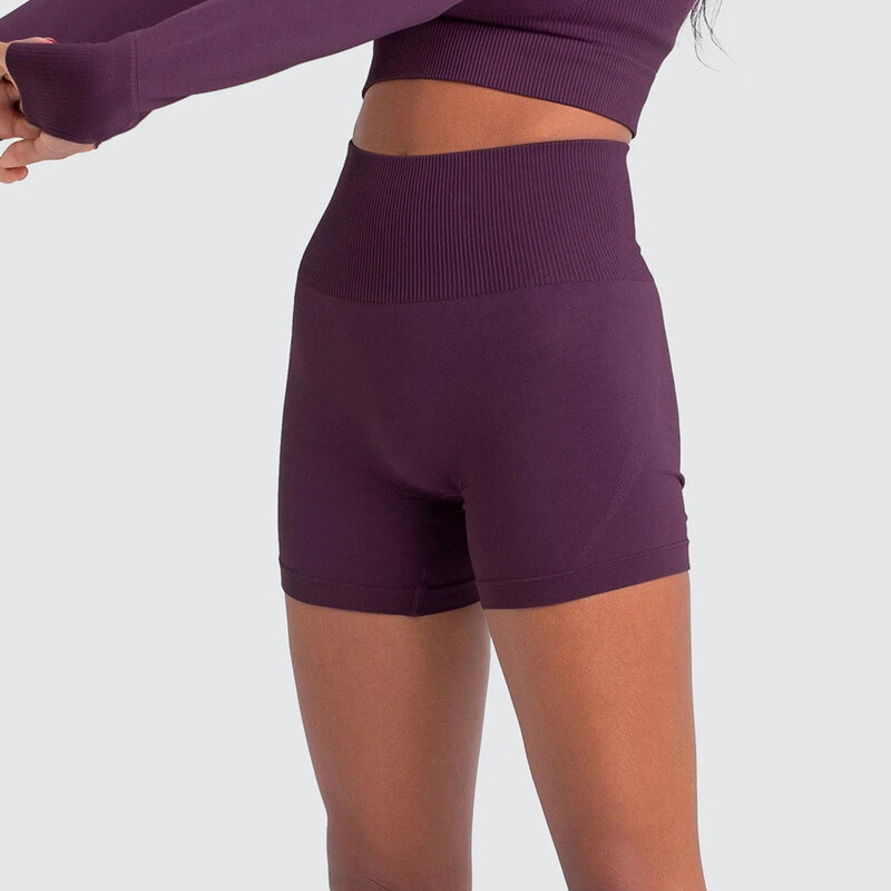 Malha sem costura calças de yoga apertadas sem constrangimento linha shorts de fitness cintura alta hip scrunch butt mulheres correndo esporte shorts