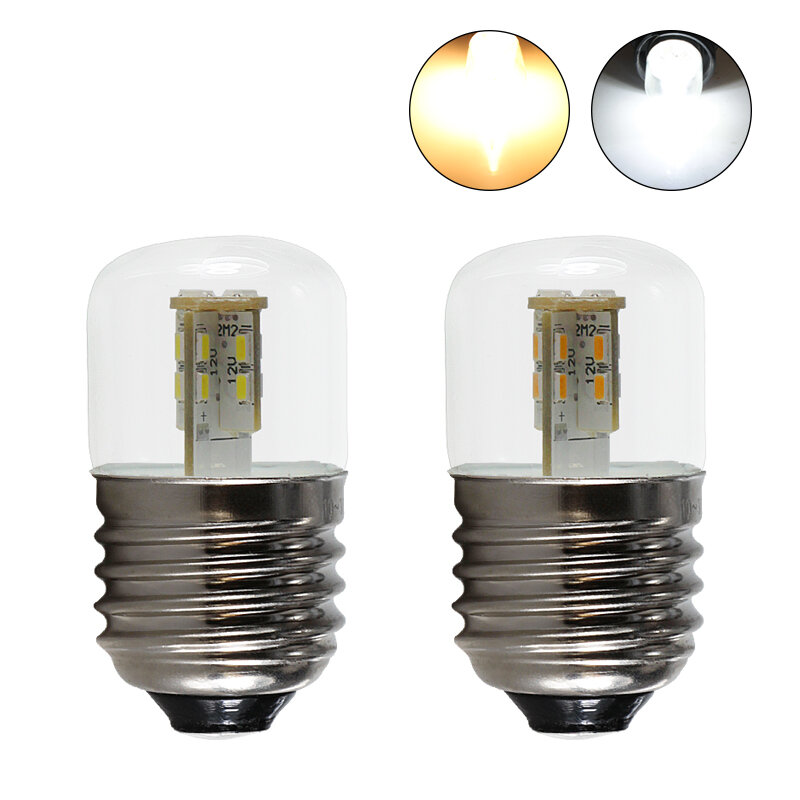Lâmpada led e27 b22 12v 24 v mini 2w, 2 peças, ampola, smd 3014, energia chip lâmpada para economia de 360 graus 12 24 v, lâmpada de iluminação doméstica