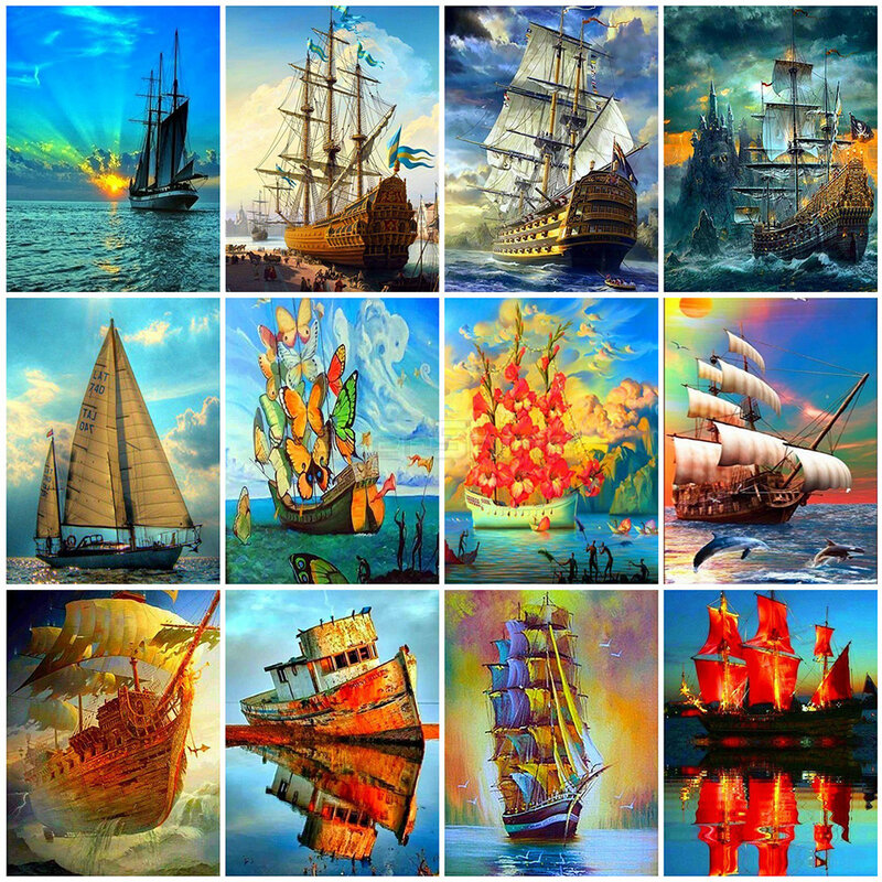 EverShine-pintura por números de barco, lienzo de dibujo pintado a mano, regalo para el hogar