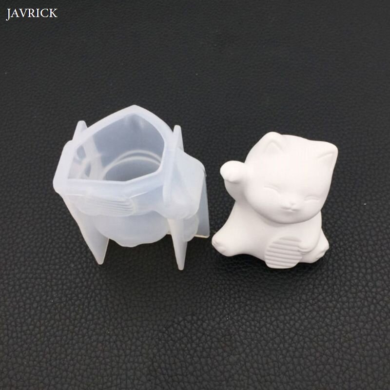 Molde de resina epoxi de cristal de Bulldog 3D, colgante de collar de joyería de gato de la suerte, molde de silicona para manualidades, velas, herramientas de fabricación de jabón