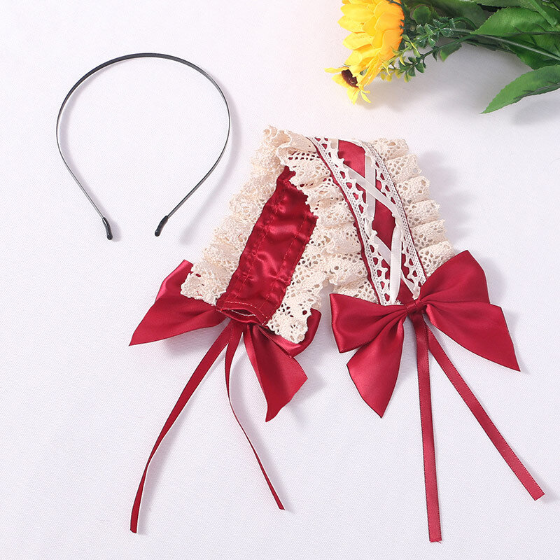 Accessoires pour cheveux lolita japonais, bandeau en dentelle, couvre-chef à nœud papillon, costume cosplay