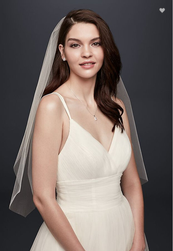 Velo de novia de borde cortado, una capa, longitud del codo, en blanco, Off-White, marfil