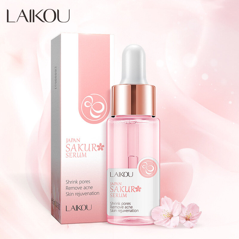 Laikou flor de cerejeira essência toner hidratação profunda encolhe poro anti-envelhecimento clareamento controle de óleo acne cuidados faciais
