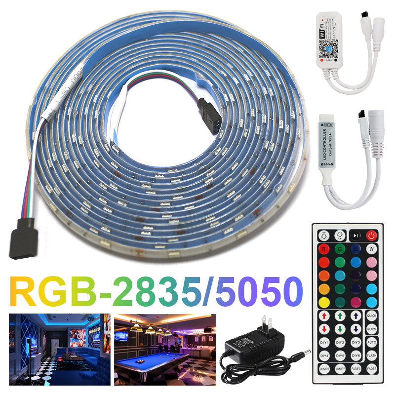 Tira de Luces LED con Bluetooth, Luces con WiFi, DC12V, SMD2835, RGB5050, Flexible, Control remoto, iluminación, diodo de cinta impermeable, 5 m10m15m