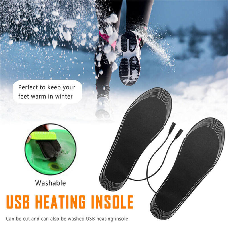 Plantillas calefactoras eléctricas Unisex, calentador de pies con carga USB, recargable, para invierno