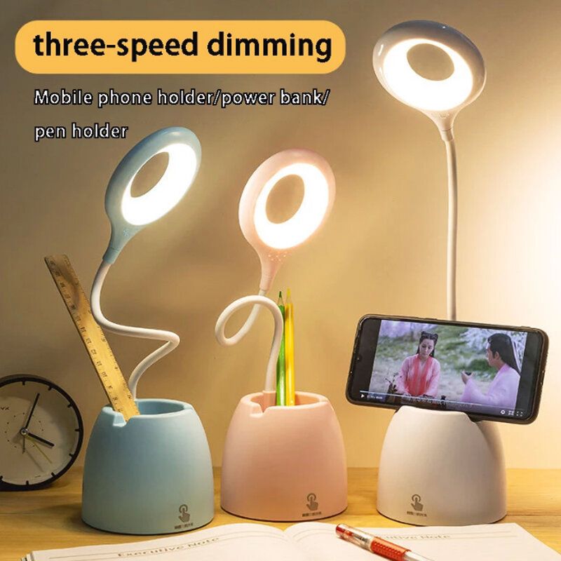 Lámpara de mesa de escritorio C2, luz Led nocturna táctil por USB, atenuación continua, protección ocular, soporte multifunción de aprendizaje