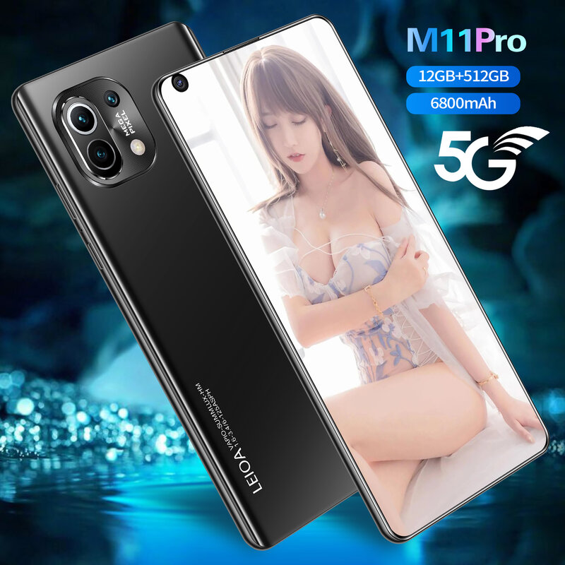 글로벌 버전 전화 Xiao M11 Pro 스마트폰 7.3 인치 안드로이드 10 듀얼 Sim12GB 512GB ROM MTK6889 안드로이드 10.0 데카 코어 듀얼 SIM