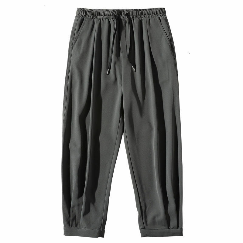 #DarkGray Pantalones informales de gran tamaño para hombre,ropa de calle Harajuku a la moda,Color sólido,clásicos,hasta el tobillo 
