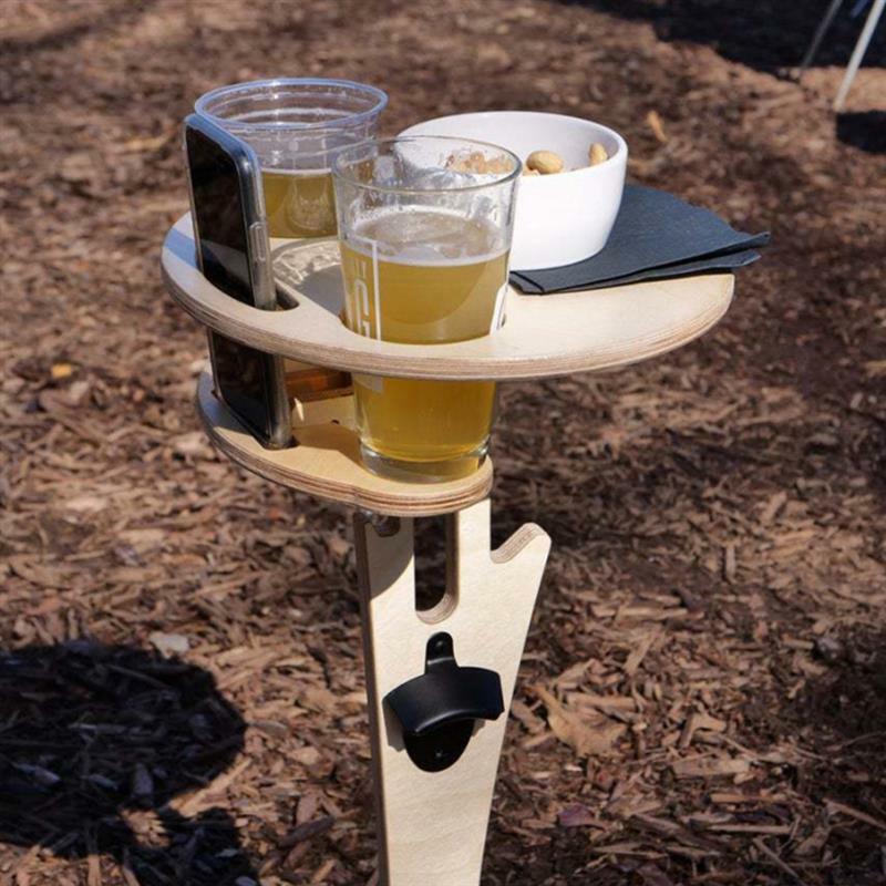 Mesa de vino portátil al aire libre, soporte de vidrio para pícnic al aire libre, mesa de madera extraíble para acampada y comedor, envío directo