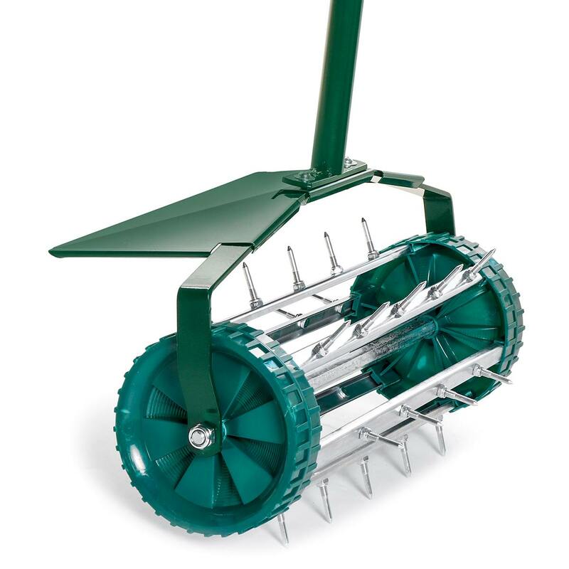 Aireador de césped rodante de alta resistencia de 5,7 pulgadas, rodillo de jardín, cultivador de hierba, escarificación, aireador de puntas de empuje, césped rodante