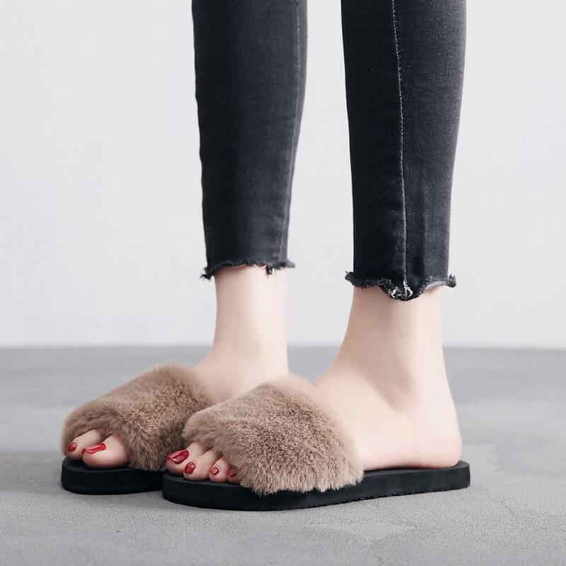 65% Dropshipping!!Winter Slippers Open Toe Shock-absorption Anti-slip Soft High Elasticity Candy Color Slide Slippers for Daily