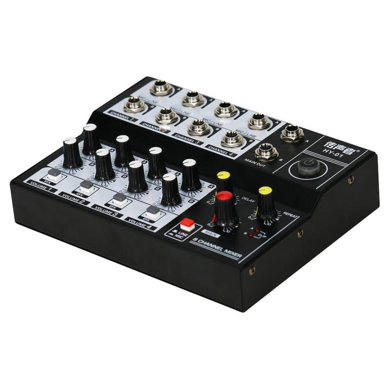 Mini mixer de som para karaokê, mini mixer de áudio, 8 canais, amplificador de microfone, console digital