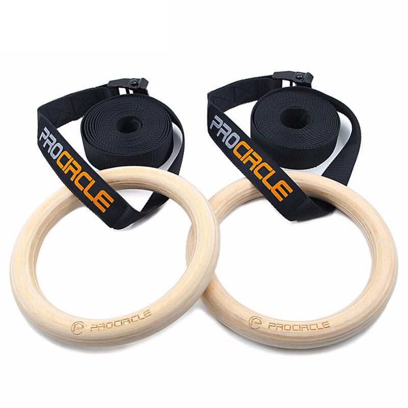 Procircle-Anillos gimnásticos de madera para adultos y niños, anillos de gimnasio de 25/28/32mm con hebillas largas ajustables, correas de entrenamiento para gimnasio en casa