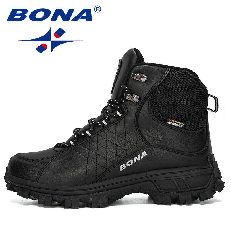 BONA New Designers Men Ankle Hiking Boots, Plus Size Fashion Classic Trekking Footwear Outdoor Plush Winter Boots Man Comfy