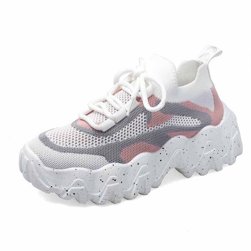 Женские сетчатые кроссовки, повседневная спортивная обувь на платформе, дышащие, весна-лето 2021
