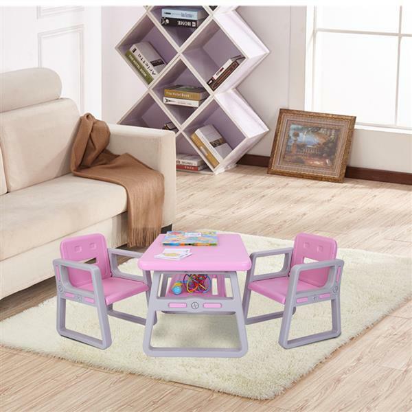 Mesa e cadeiras fashion rosa, conjunto de plástico para crianças, mesa de estudo para bebês e crianças