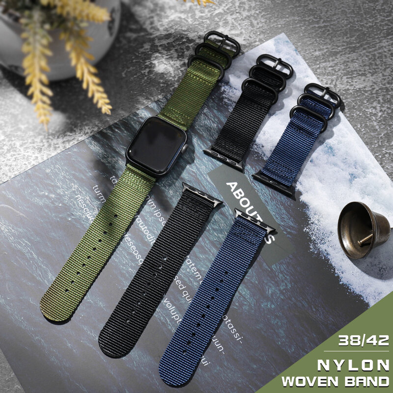 Pulseira de nylon para apple watch, correia esportiva para iwatch 5/4/3/2, 5 se 4 40mm/44mm, pulseira respirável 42mm/38mm