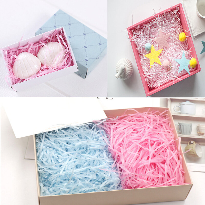 Cajas de rafia con papel arrugado para decoración del hogar, Material de relleno de caja de regalo DIY, de colores, 20g/50g