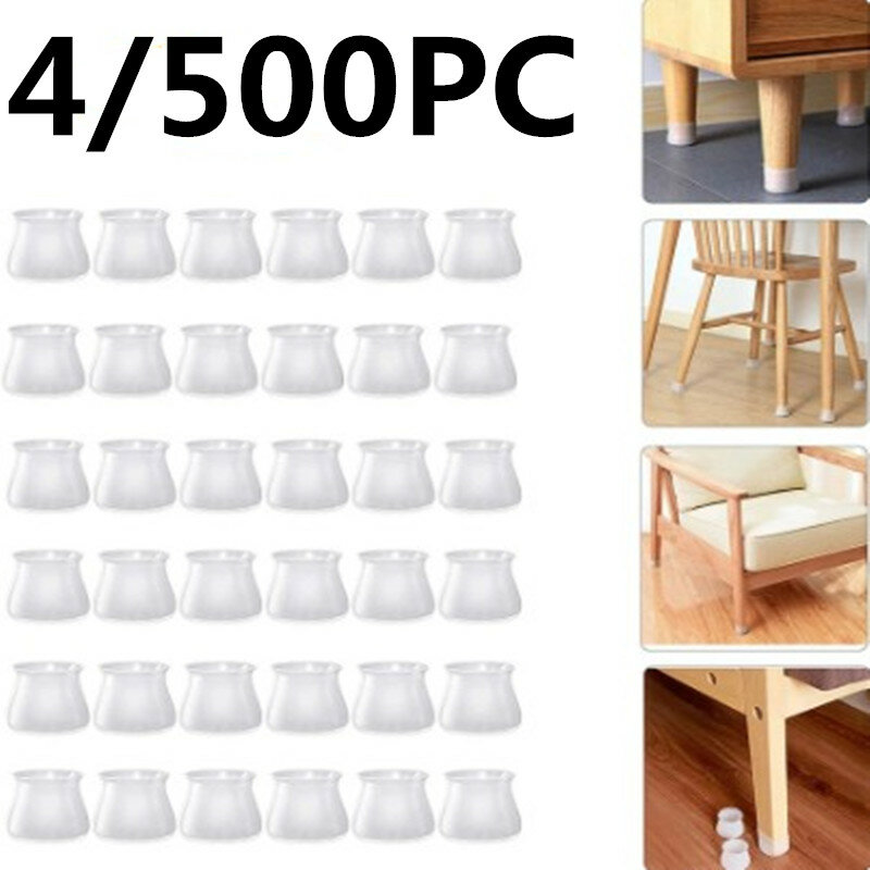 4/500pcRound Silicone Table Chair Feet Cover Floor Protector Furniture Feet Anti-Scratch Protective Pad Anti-Slip Chair Leg Caps