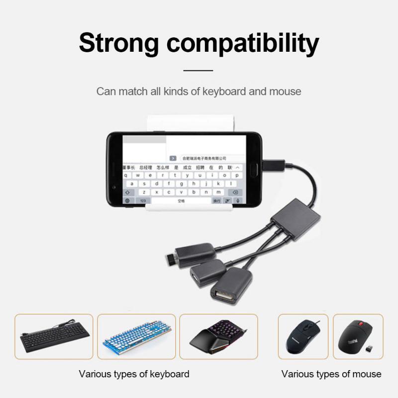 3 in1 Micro OTG USB Adapter USB Converter for Android Phone Tablet For Game Mouse Keyboard Cable Adapter Cable Converters TXTB1