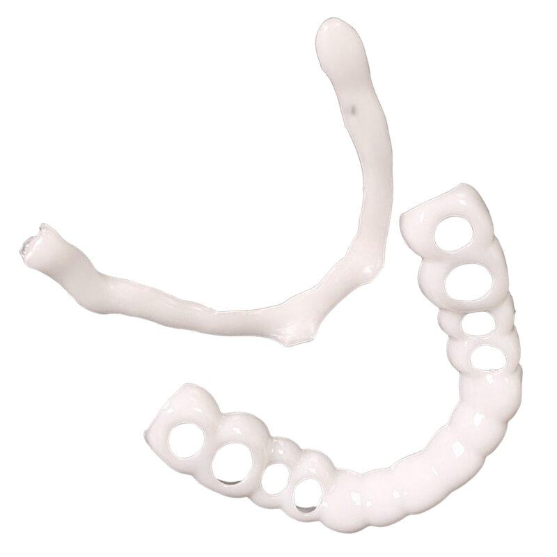 Dentaduras de silicona para parte superior e inferior, dientes falsos temporales