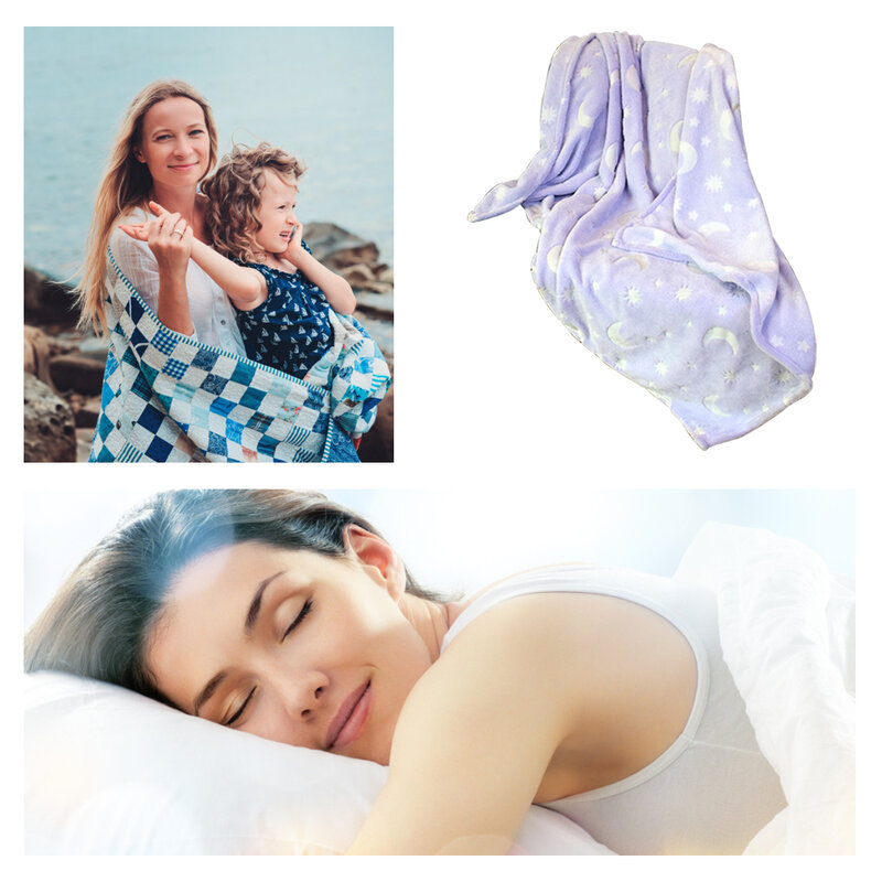Couverture lumineuse chaude en flanelle, drap imprimé géométrique Fluorescent pour la nuit, couvre-lit de canapé, couvre-lit de sieste pour enfants
