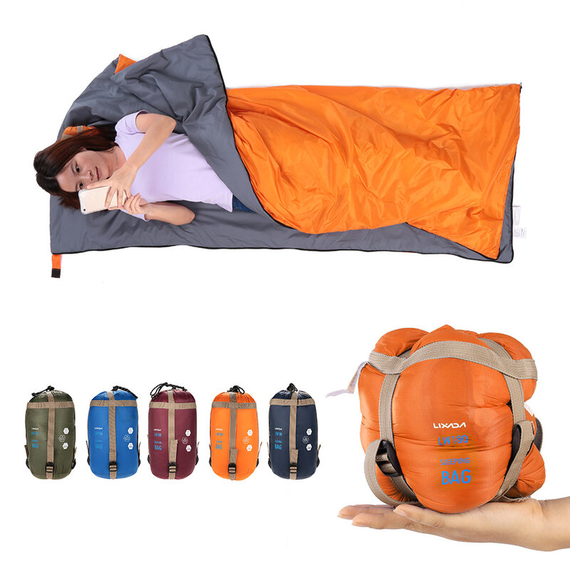Camping ถุงนอนซองจดหมาย Ultralight Travel Mini Lazy พร้อมถุงบีบอัดอุปกรณ์ฤดูใบไม้ผลิฤดูใบไม้ร่วง