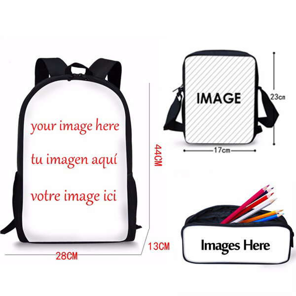 Noisydesigns-mochilas escolares con estampado de perezoso para niñas, niños y niñas, mochila escolar para niños, 3 unids/set/set, Satchel de dibujos animados para estudiantes