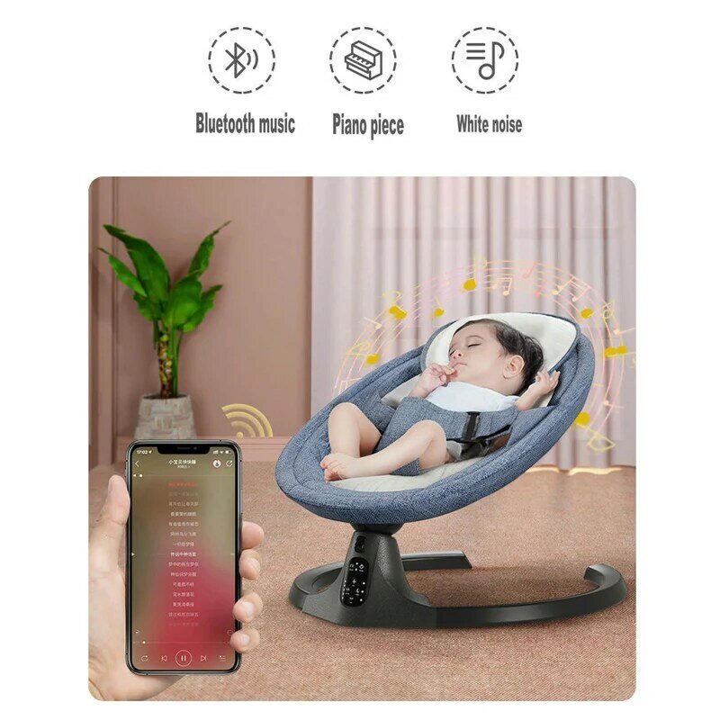 Cadeira balanço para bebê, cadeira elétrica multifuncional de liga de alumínio para bebês, cadeira de balanço com controle remoto