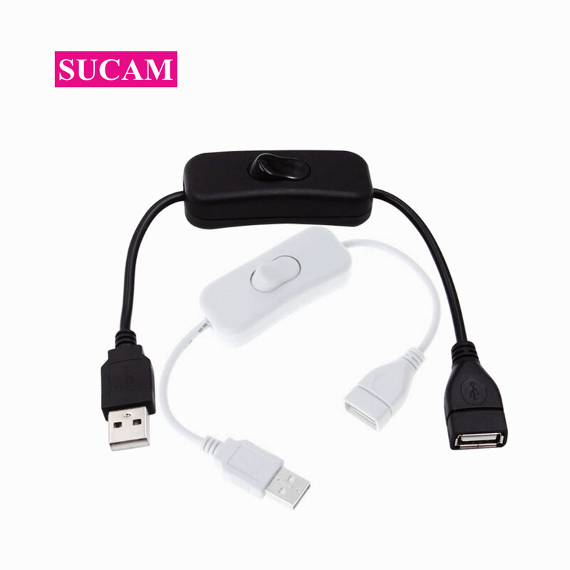 구리 소재 USB 케이블 남성-여성 흰색 검정색 스위치 ON OFF 케이블 LED 램프 전력선 커넥터