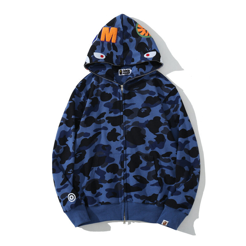 2022 New Bape Shark Classic Camouflage Hoodie High Quality Cotton Zipper Sports Jacket For Men Women hip-hop Harajuku Embroidery