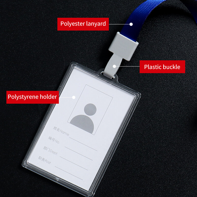 1Pcs พลาสติกพนักงาน Access Pass Id Lanyard Card Badge สำหรับสำนักงานธุรกิจโรงเรียนนิทรรศการพร้อมสายคล้องคอเชือก