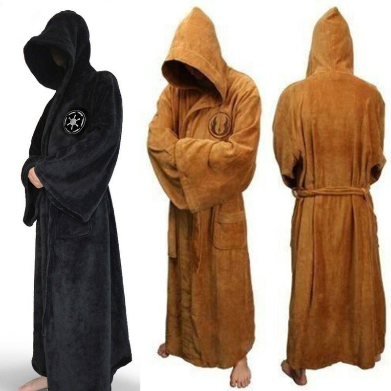 Mannelijke Flanel Gewaad Mannelijke Star Wars Met Hooded Dikke Kamerjas Jedi Rijk heren Badjas Winter Lange Gewaad Heren badjas