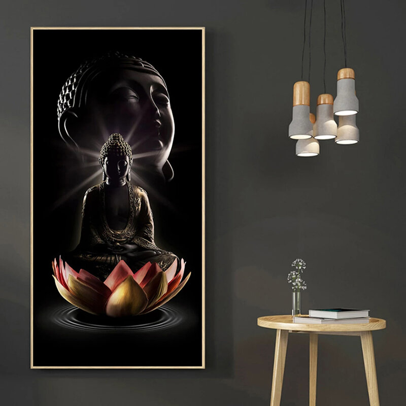 Алмазная 5D картина "сделай сам", религиозный Будда, черная, полная вышивка, алмазная вышивка, мозаика, ручная работа, подарок Будда Лотос