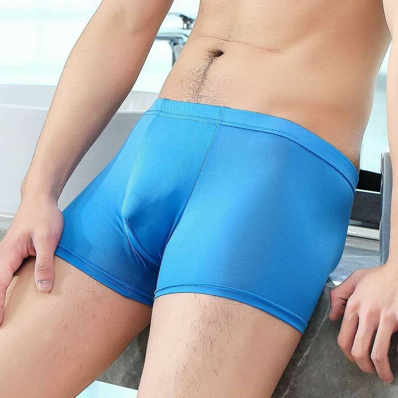 Ice Silk Boxers Shorts Men Transparent Trunks Breathable Panties Sexy Super Thin Mens Underwear Cueca Homme Boxershorts A30