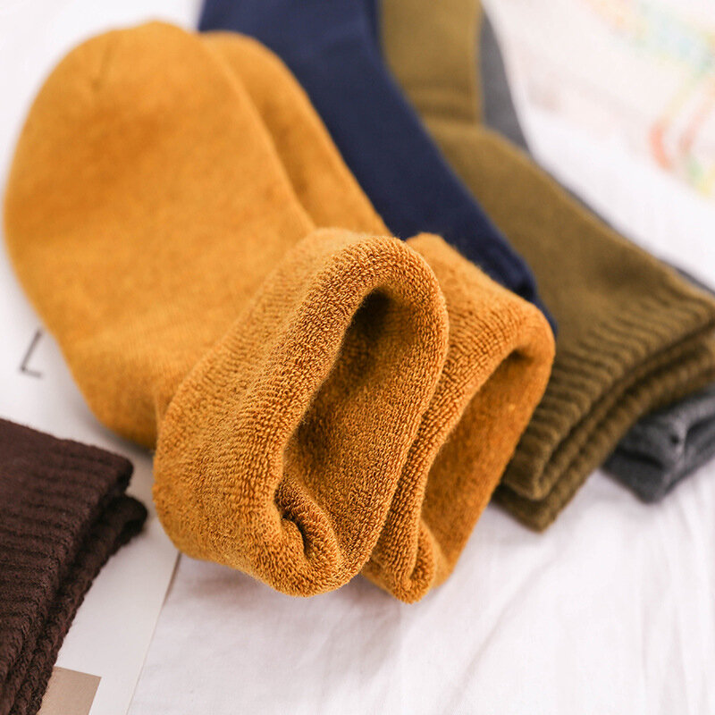 Chaussettes en laine antigel pour homme, très épaisses, chaudes, de haute qualité, style Harajuku, rétro, décontracté, neige, hiver