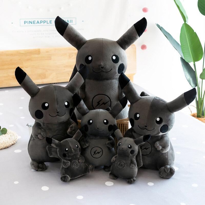 Peluche de Pikachu negro oscuro de Pokémon para niños, almohada de juguete, muñeco de Pikachu relámpago, llave colgante, hebilla, decoración de coche de dormitorio, regalo para niños