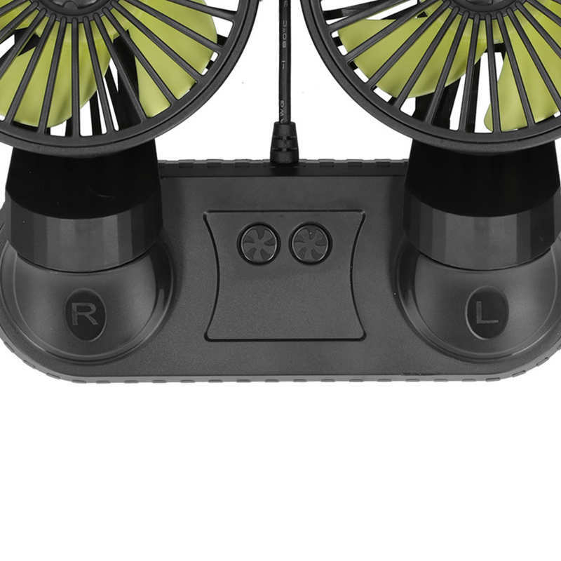 Ventilador móvel de cabeça dupla com 5 lâminas 12v, ventilador portátil rotativo de 3 velocidades com fragrância