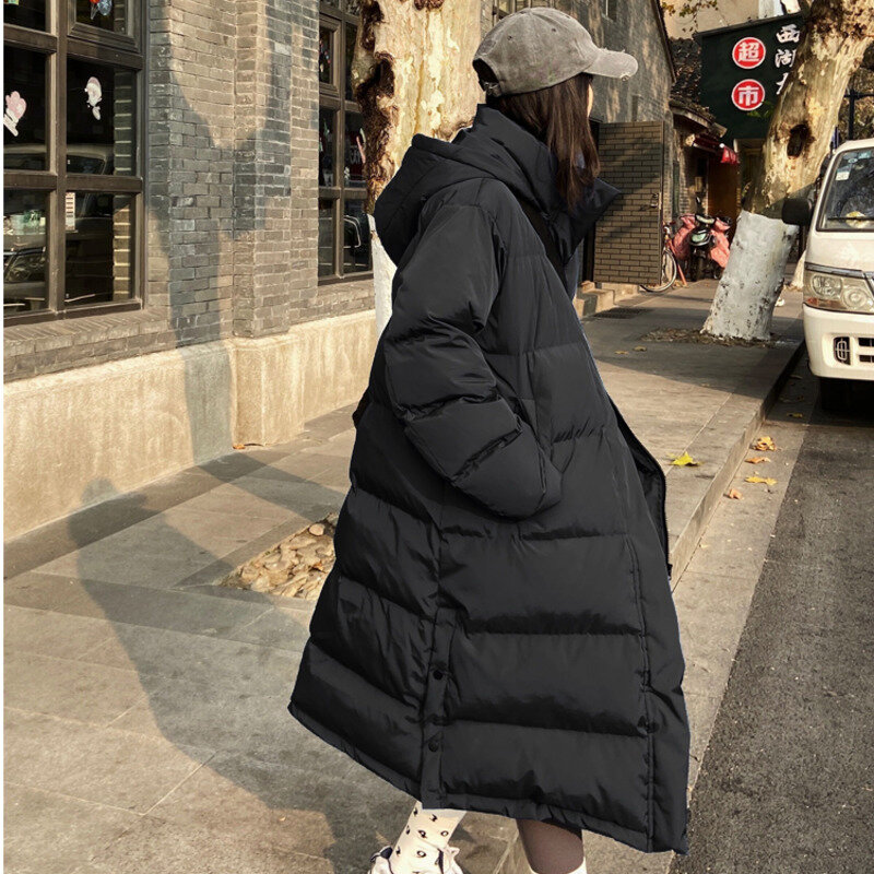 2023 New Long Blue Down Cotton-padded Jacket Women's Winter Over-the-knee Plus Size Winter Coat.Puffer Jacket Long Jacket
