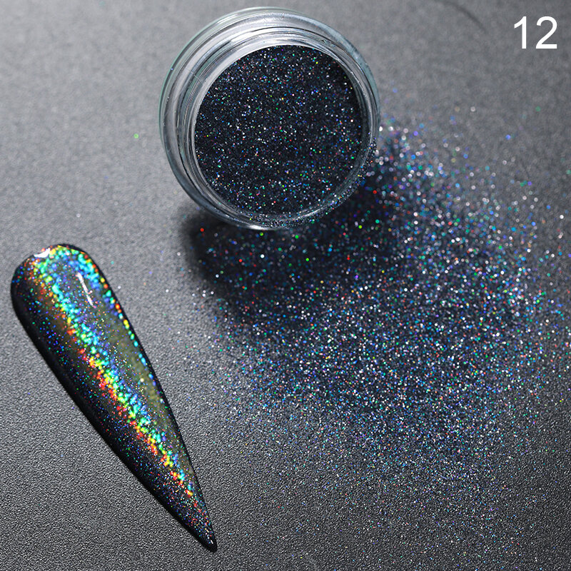 1Pc 무지개 빛깔의 네일 파우더 반짝이 은색 시리즈 네일 장식 조각 안료 네일 아트 플레이크 장식 DIY 폴란드어 도구