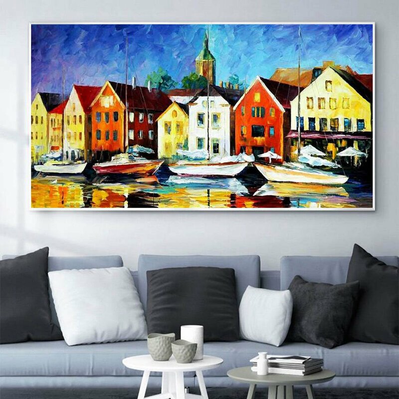 Peinture sur toile de paysage de graffiti nordique, affiche abstraite de parc de ville, bureau, salon chambre à coucher, décoration murale de maison