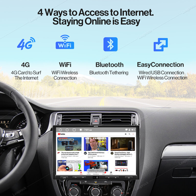 Radio Mobil Android 10.0 Bluetooth Ganda Layar Sentuh 2 Din Android 2.4G/5G Wifi Pemutar Video Multimedia Carplay GPS Navigasi Peta