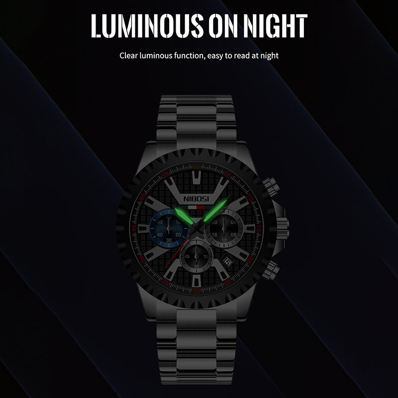NIBOSI 2021 Neue Mode Herren Uhren mit Edelstahl Top Marke Luxus Sport Chronograph Quarz Uhr Männer Relogio Masculino