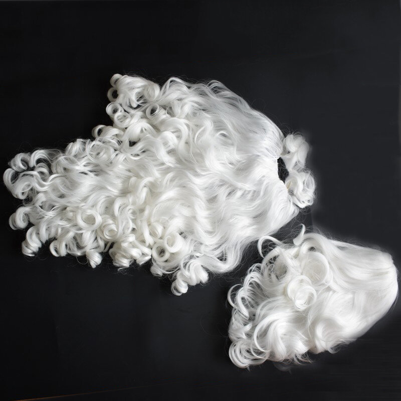 Perruque de Barbe de Père Noël de 60/80cm, Fausse, Respectueux de la Peau, à Haute Température Barbe en fibres