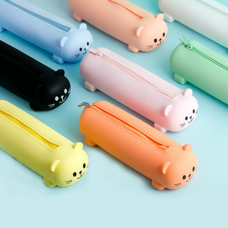 Kawaii-크리에이티브 8 색 액체 실리콘 대용량 연필 케이스, 사무실 학교 용품