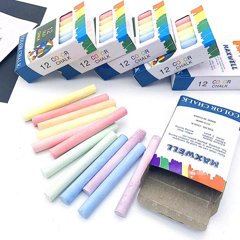 Chalk 12/100PCS Mixed Colour White  Sticks Pack Kids Playground School Art Learning Dustless Children Kids  Student Supplies
