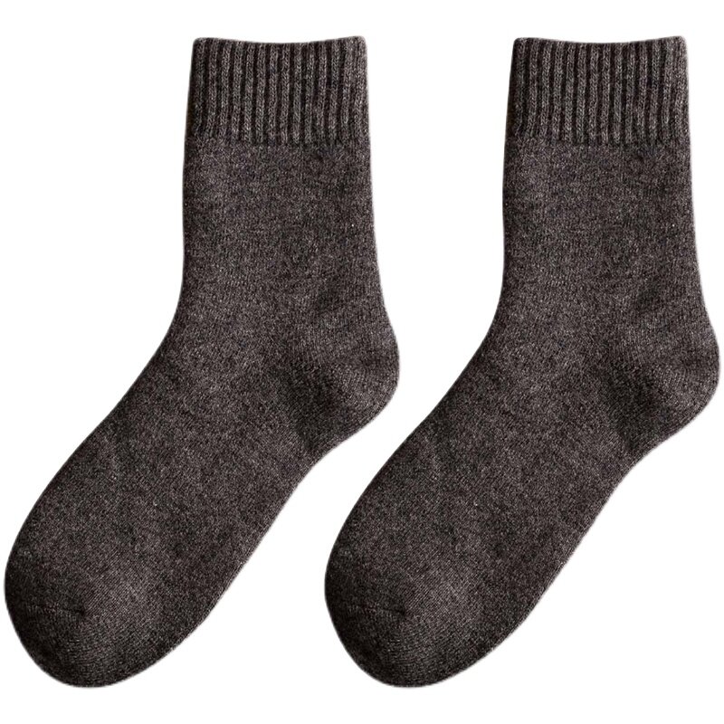 Calcetines gruesos de algodón purificado para hombre, medias de media longitud de pantorrilla con forro polar, de lana, para habitación, Otoño e Invierno