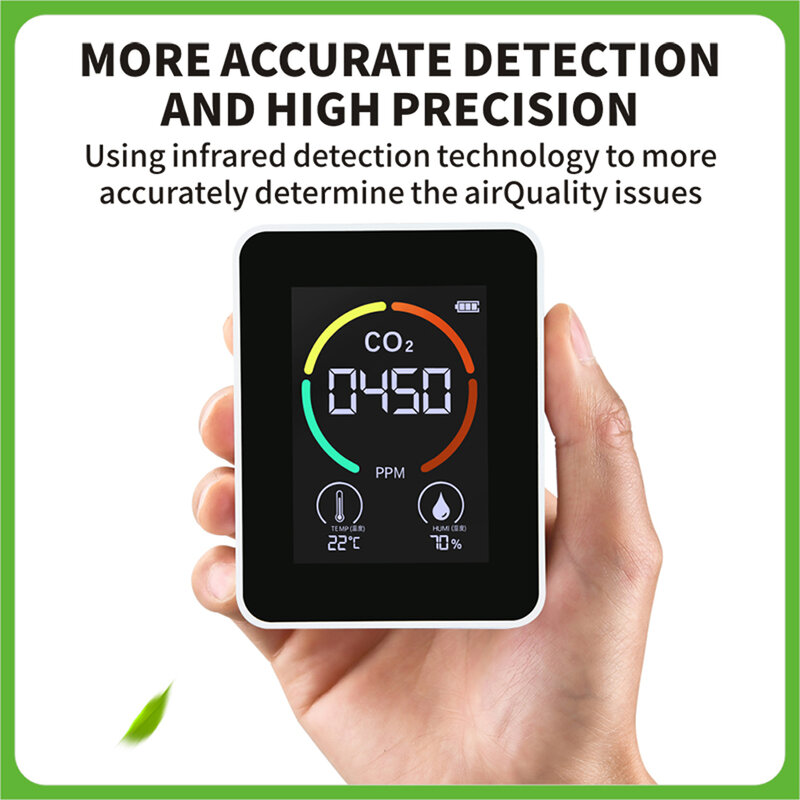 Sensor CO2 Dalam Ruangan Meteran CO2 Detektor Udara Digital Penganalisis Kualitas Udara Cerdas Monitor Polusi Udara Rumah Tangga Detektor Gas